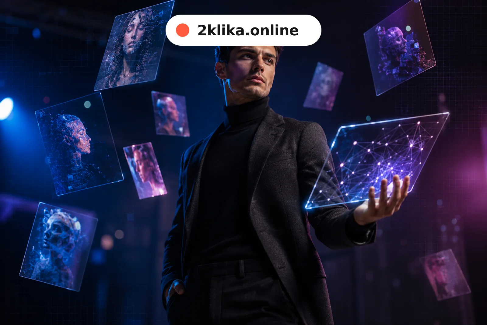 Пример промта для мужской нейрофотосессии: AI-портрет в деловом стиле с серым фоном